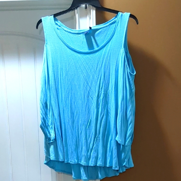 Women's Blue Cold Shoulder Top Plus Size 2x Kaari Blue - Picture 1 of 6